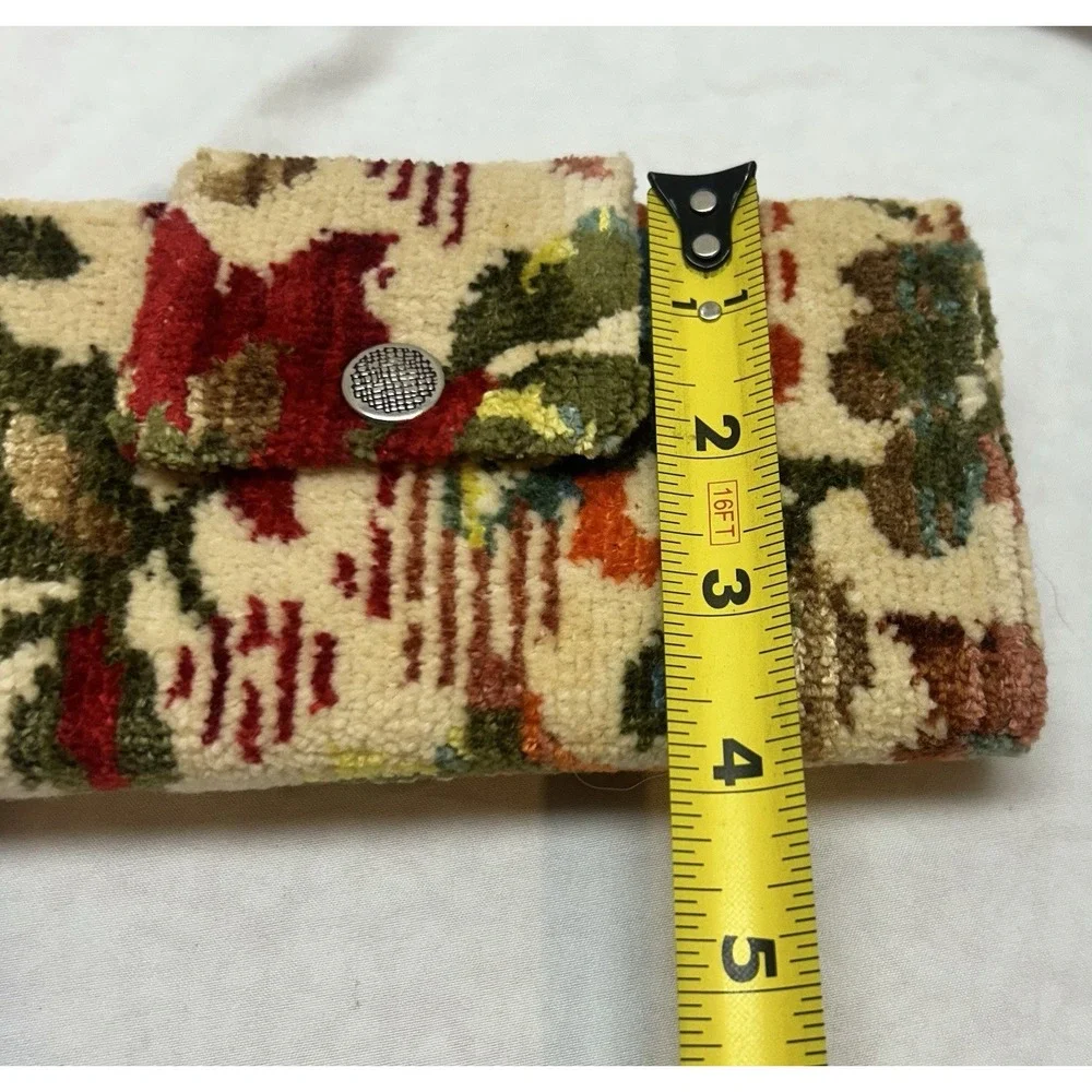VTG NOS Needlepoint Tapestry Trifold Clutch Wallet Boho Cottagecore Floral